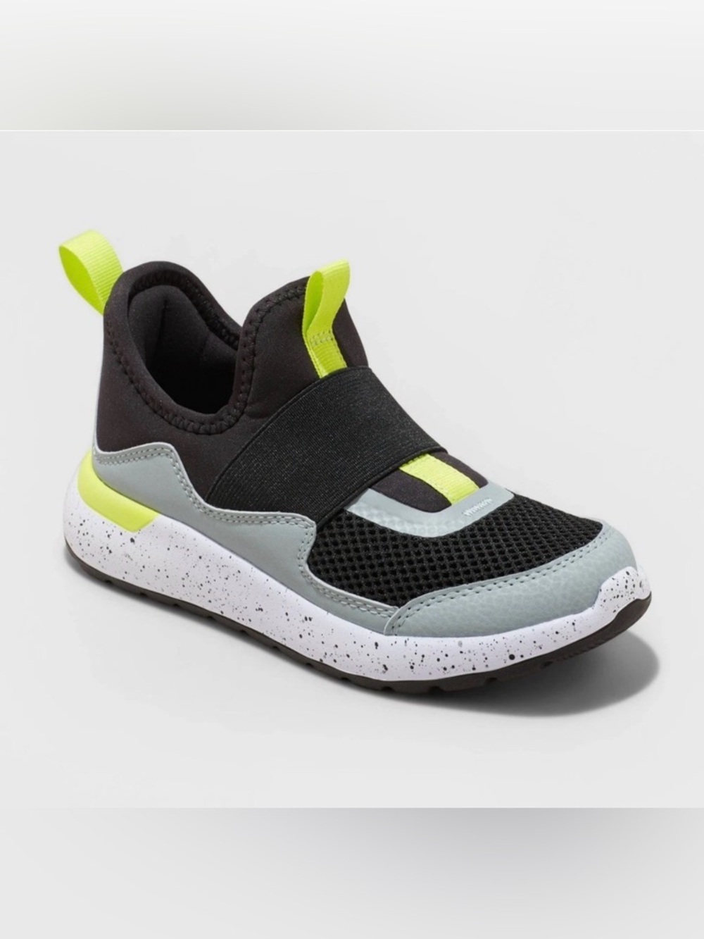 NWT All in Motion Kids Fern Slip-On Performance Sneaker Gray/Lime Green Sz 2